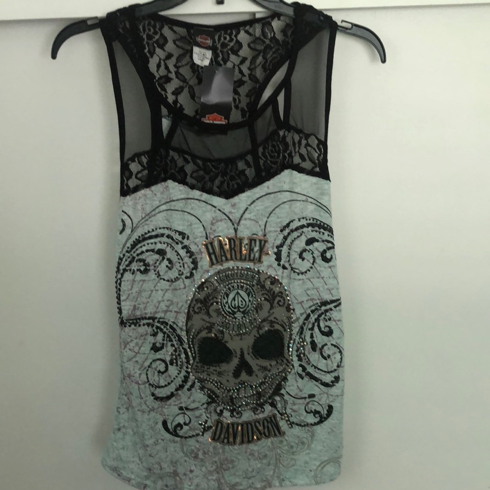 NWT HARLEY-DAVIDSON top with skull design.
